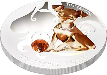 Fiji 2013 2 Dollar Dogs And Cats Little Puppy Toy Terrier 1oz Silver Coin