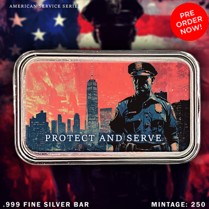 2025 American Service Workers Hero Bar 3rd in Series Police 1oz .999 Silver