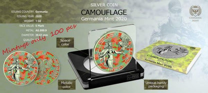 Germania 2020 5 Mark Camouflage Edition - Apennines 1 Oz Silver Coin