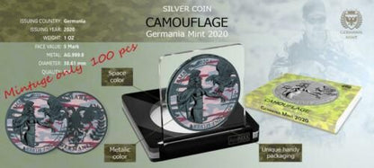 Germania 2020 5 Mark Camouflage Edition - Caucasus - 1 Oz Silver Coin