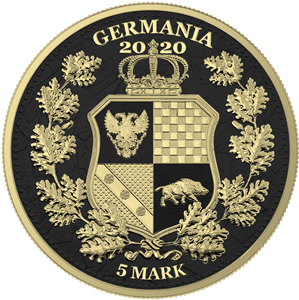 Germania 2020 5 Mark Italia and Germania  Space Black 1 Oz Silver Coin