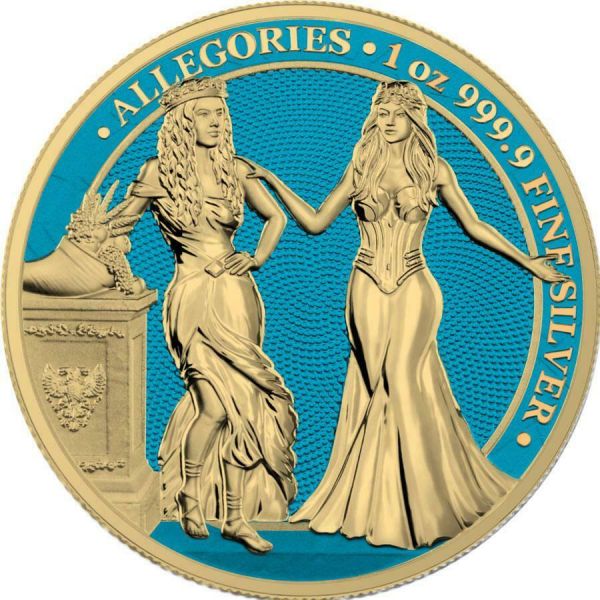 Germania 2020 5 Mark - Italia & Germania - Space Blue -1 Oz Silver Coin