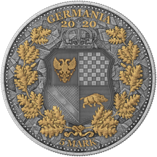 Germania 2020 5 Mark Italia and Germania Funky Holo 1 Oz Silver Coin
