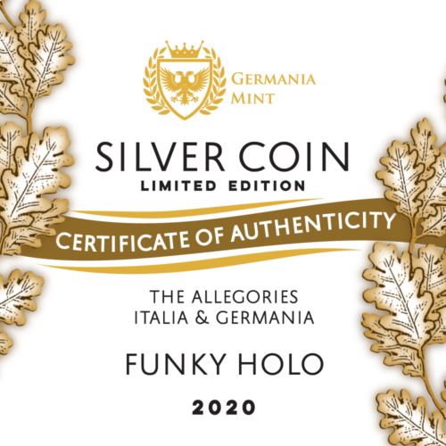 Germania 2020 5 Mark Italia and Germania Funky Holo 1 Oz Silver Coin