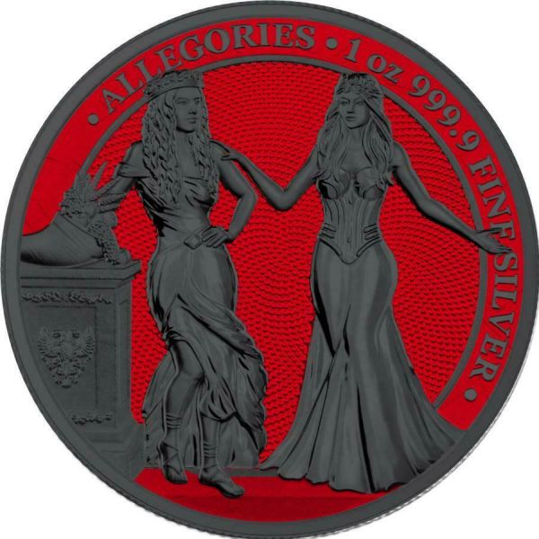 Germania 2020 5 Mark - Italia & Germania - Space Red 1 Oz Silver Coin