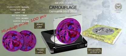 Germania 2020 5 Mark Camouflage Edition - Aida 1 Oz Silver Coin