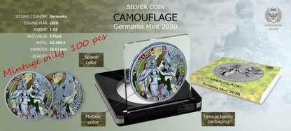 Germania 2020 5 Mark Camouflage Edition - Normandia 1 Oz Silver Coin