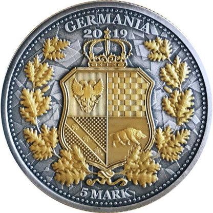 Germania 2019 5 Mark Germania and Britannia  Antique 1 Oz Silver Coin