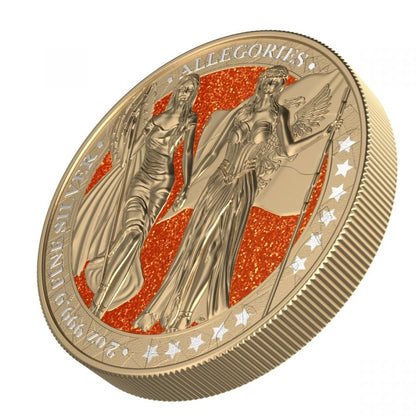 Germania 2019 10 Mark Columbia Germania Gilded  Orange Diamond Dust 2 oz Silver Coin