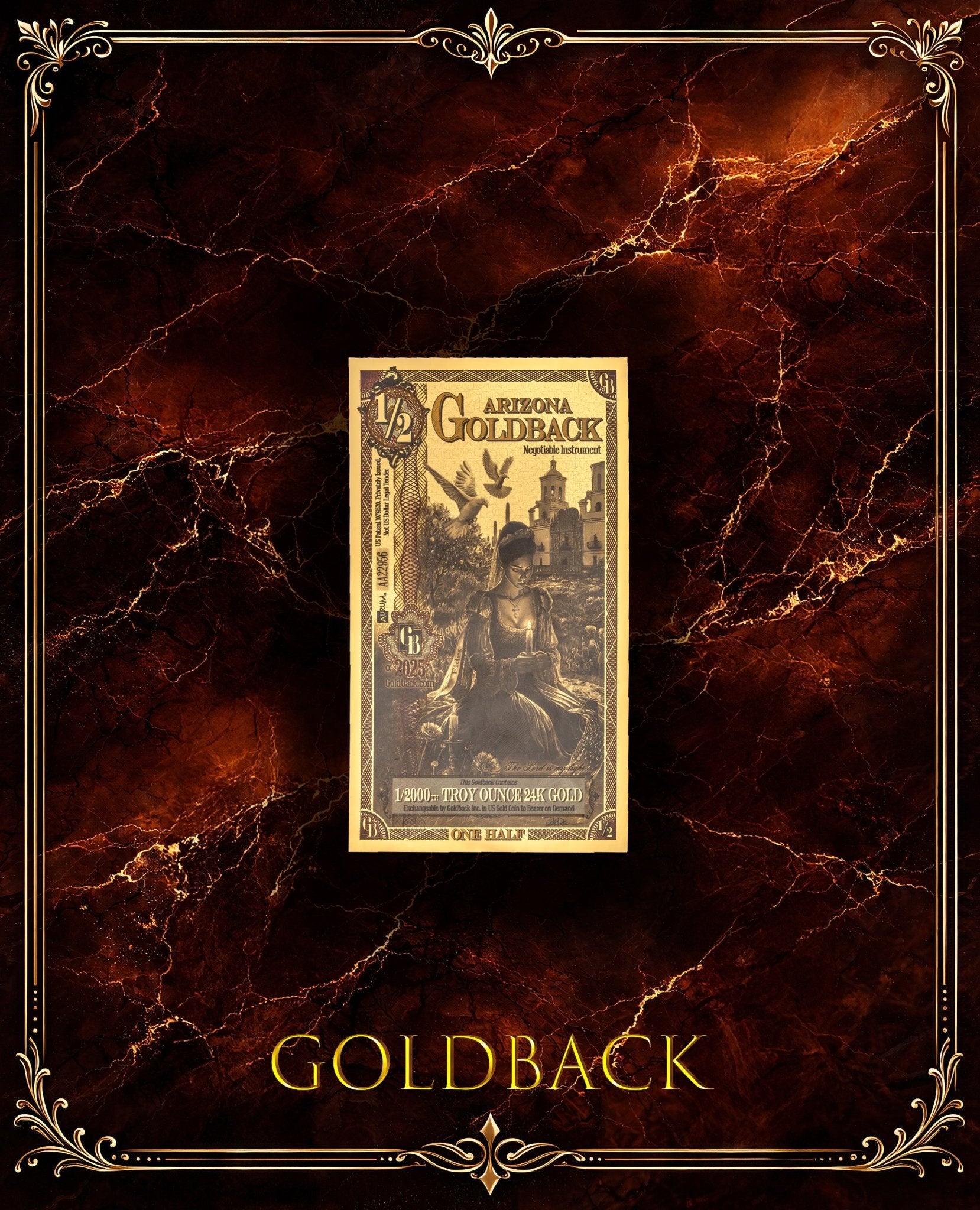 Goldback Marble Display Arizona 1/2 Gb - Captain’s Chest Bullion