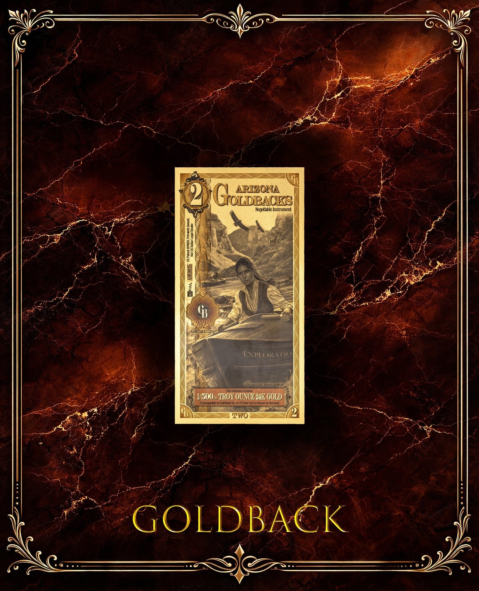 Goldback Marble Display Arizona 2 Gb - Captain’s Chest Bullion