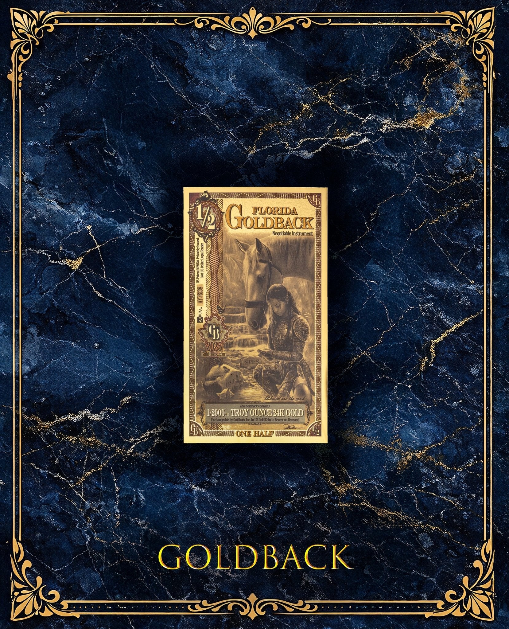 Goldback Marble Display Florida 1/2 Gb - Captain’s Chest Bullion