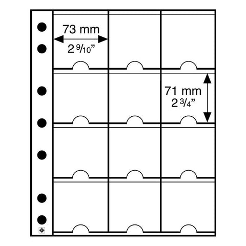 GRANDE Plastic Stock Pages with 12 spaces for 2.5"x2.5" Coin Holders