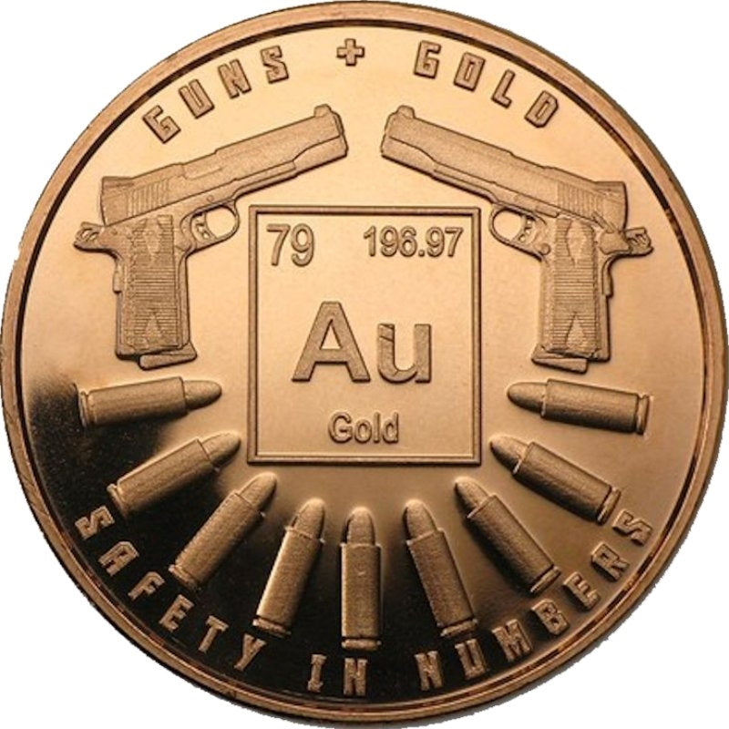 10-1oz Guns and Gold Copper Rounds