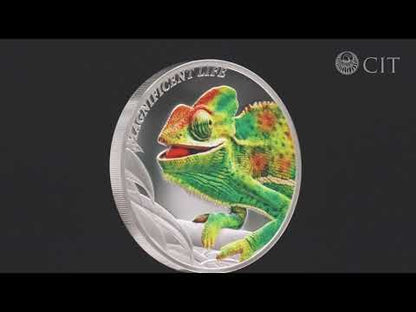 Cook Islands 2020 5usd  Chameleon  Magnificent Life - 1 Oz Proof Silver Coin