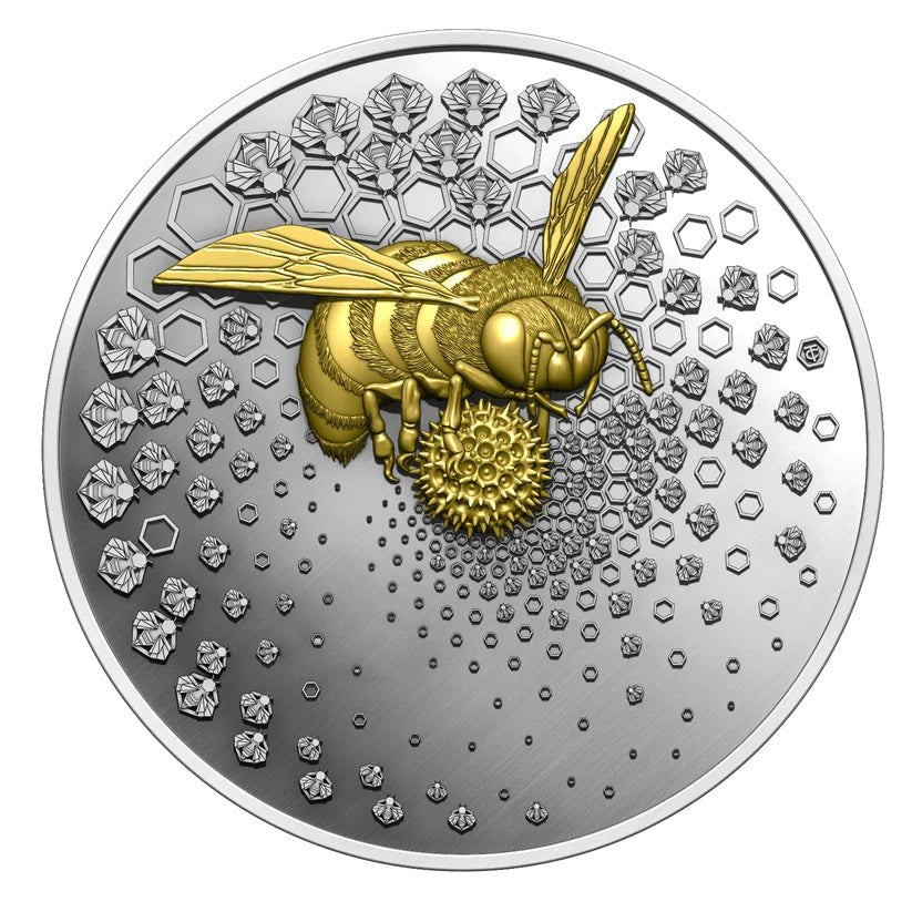 ENTOMA 2023 | BEE 1 OZ 9999 SILVER COIN Ultra High Relief Dark Gilded Proof like