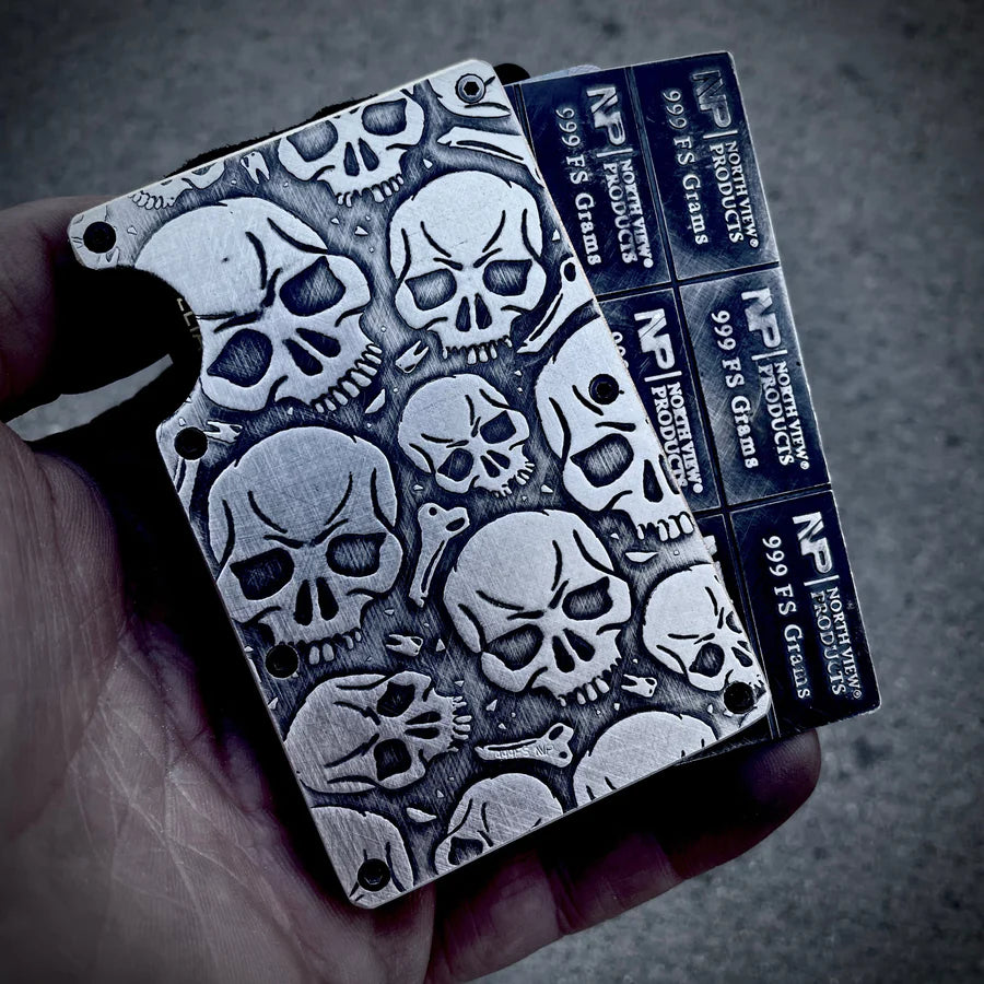 NVP North View Products Silver Skull Minimalist Wallet