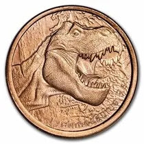 1oz .999 fine Copper Round - Tyrannosaurus Rex