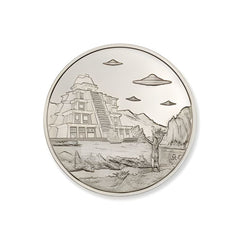 Intaglio UFOs Over Tenochtitlán  2 Troy Ounce  39mm .999 Silver