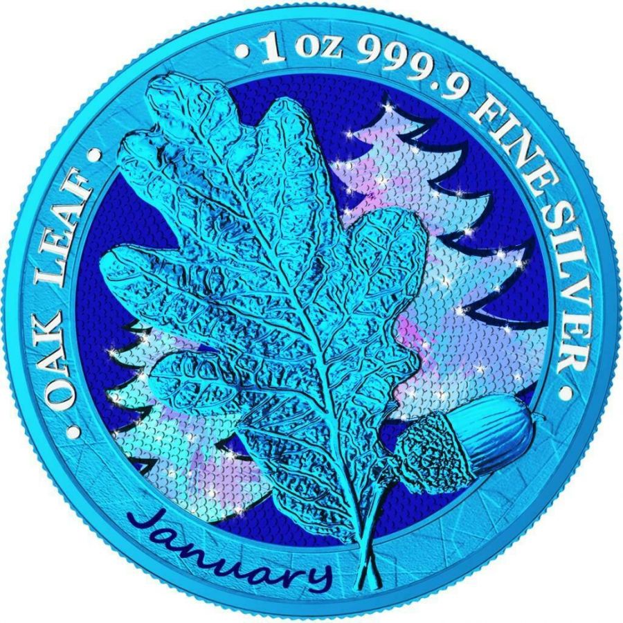 Germania 2019 5 Mark Oak Leaf 12 Months Series January 1 Oz Silver Coin