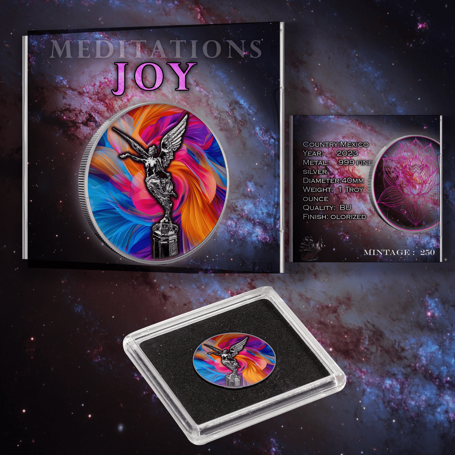 2023 Mexico Libertad Colorized Meditation Journeys "Joy" 1oz .999 Silver Coin