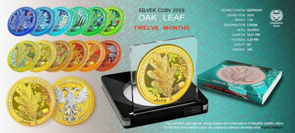 Germania 2019 5 Mark Oak Leaf  12 Months Series  July 1 Oz Silver Coin