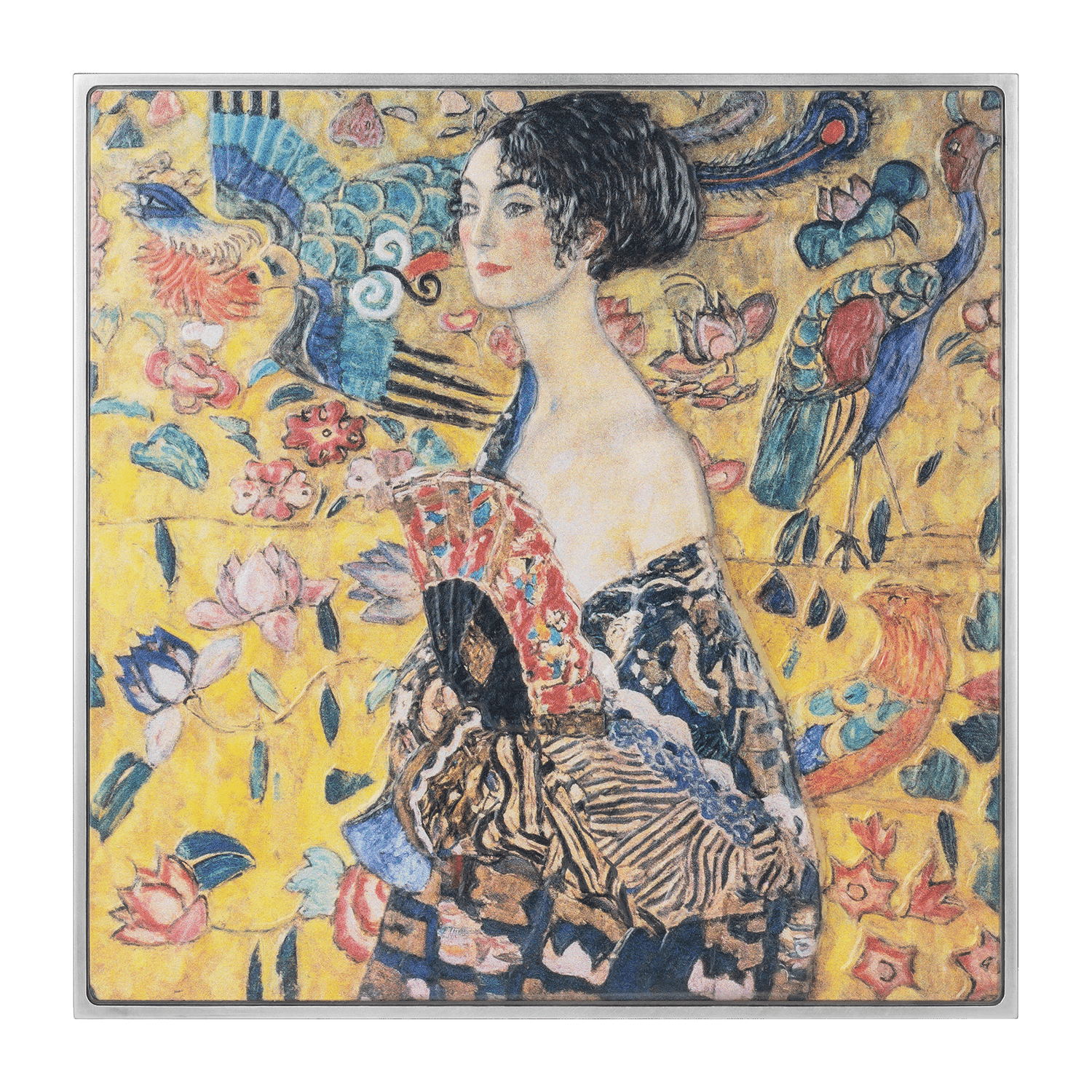 Lady with Fan by Gustav Klimt 1917 2.5 oz Silver Coin – Antiqued Finish - Captain’s Chest Bullion