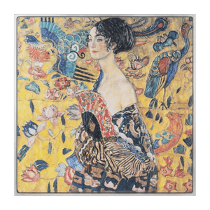 Lady with Fan by Gustav Klimt 1917 2.5 oz Silver Coin – Antiqued Finish - Captain’s Chest Bullion