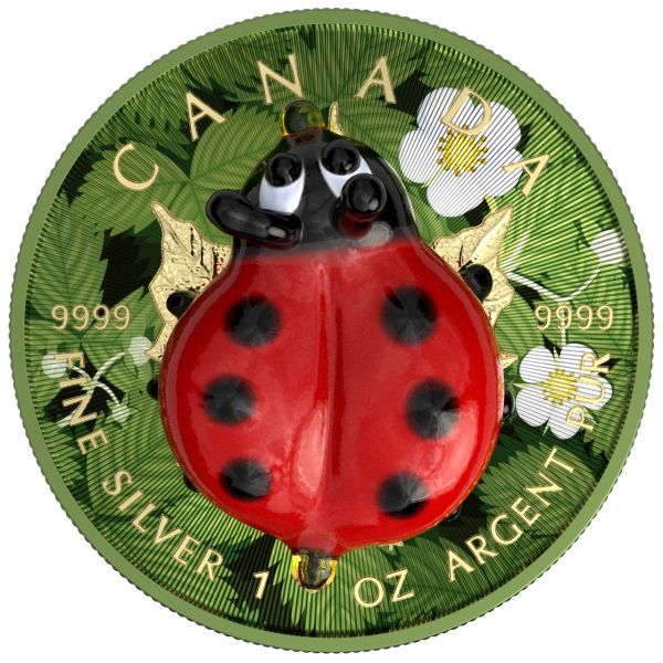 Maple Leaf 2022 5USD Murano Ladybug 1oz Silver Coin