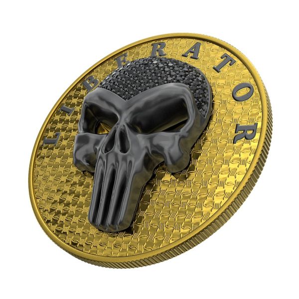 The Dark Side 2021 THE LIBERATOR" BLACK Crystal Skull Swarovski .999 1 Oz Silver Coin