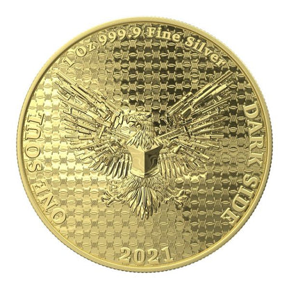 The Dark Side 2021 THE LIBERATOR" GOLD Crystal Skull Swarovski .999 1 Oz Silver Coin