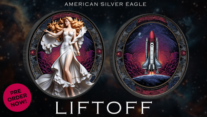 2025 Silver Eagle Rhodium Plated "Liftoff" Colorized 1oz .999 Silver Coin