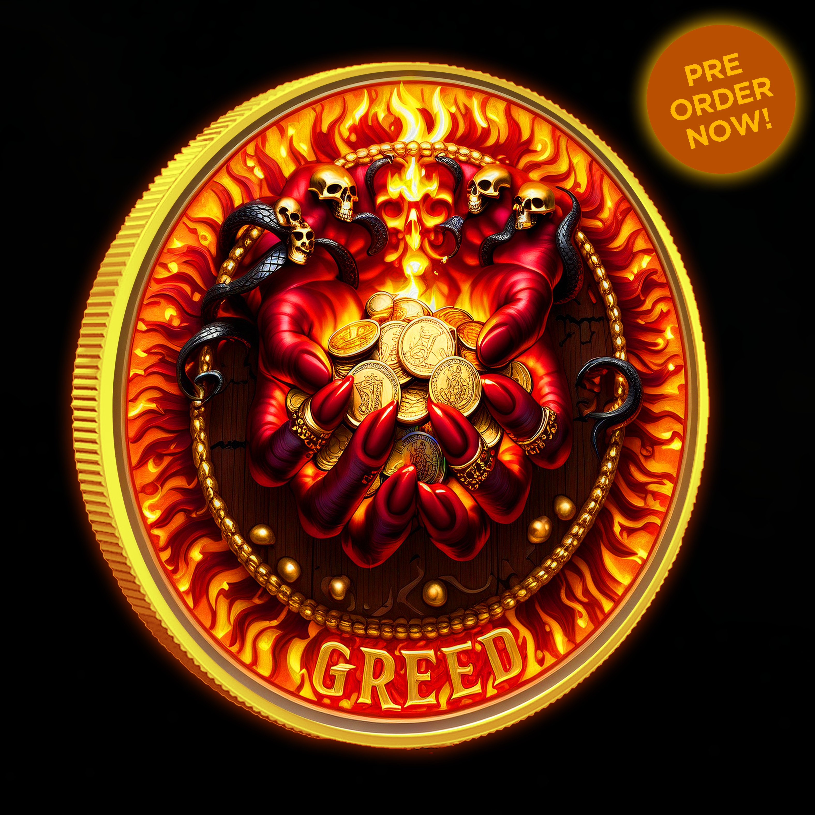 Intaglio Deadly Sins Series "Greed" 1oz Colorized .999 Silver Medal