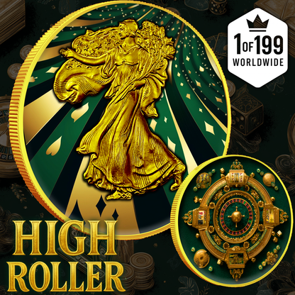 2025 Silver Eagle Gold Gilded High Roller 1oz Colorized .999 Silver Coin