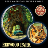 2025 Silver Eagle National Park Series "Redwood" Colorized 1oz .999 Silver Coin