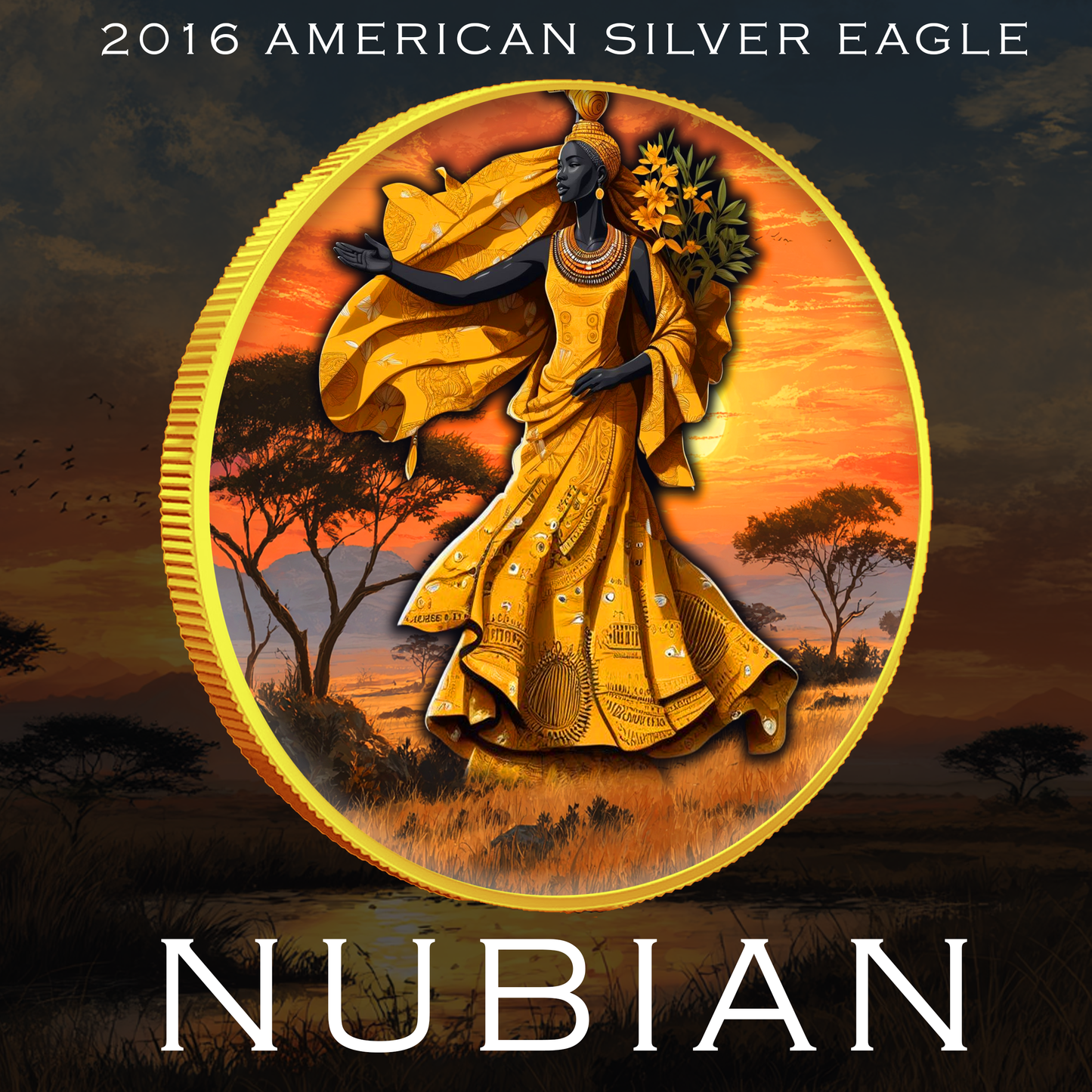2025 Silver Eagle "Nubian" 1oz Colorized .999 Silver Coin