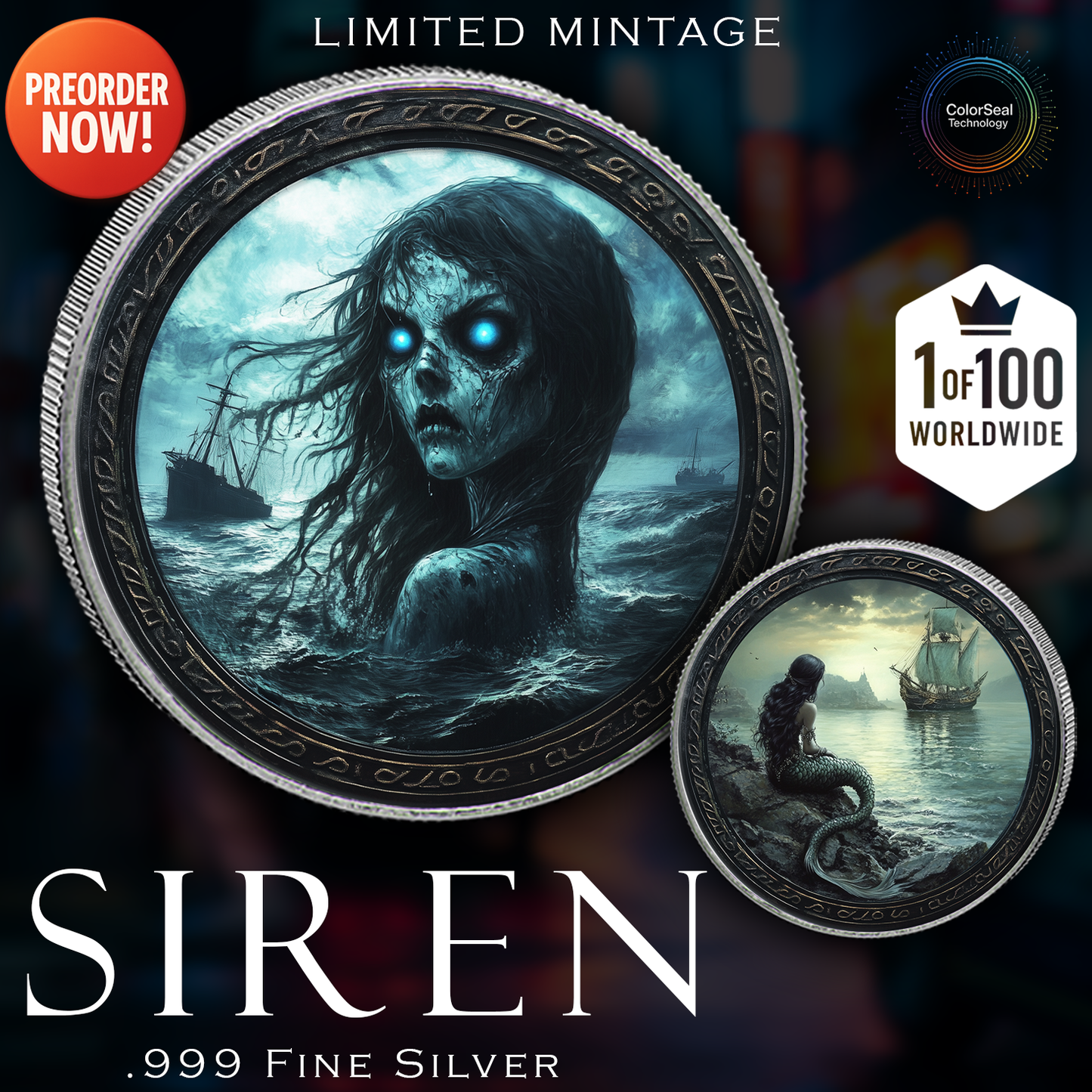2024 Silver Eagle "The Siren" 1oz Colorized .999 Silver Coin