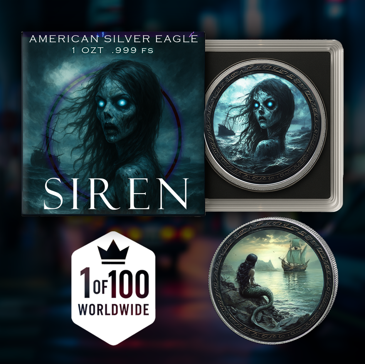 2024 Silver Eagle "The Siren" 1oz Colorized .999 Silver Coin