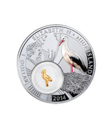 2014 Niue Stork Symbols of Luck w/ 24k Gold Plated Insert 1/2oz .999 Silver Coin