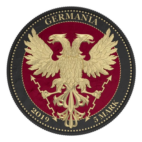 Germania 2019 5 Mark Bejeweled Oak Leaf Black - 1 Oz Silver Coin