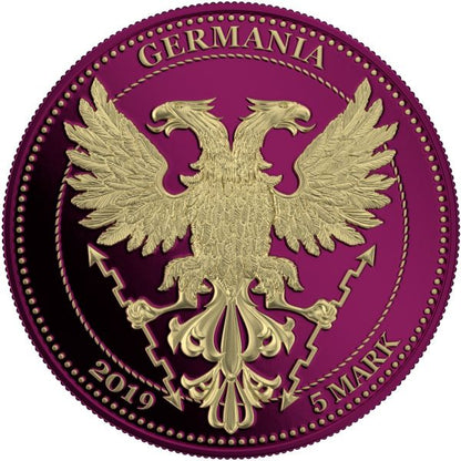 Germania 2019 5 Mark  Bejeweled Oak Leaf 1 Oz 999.9 Fine Proof Silver Coin