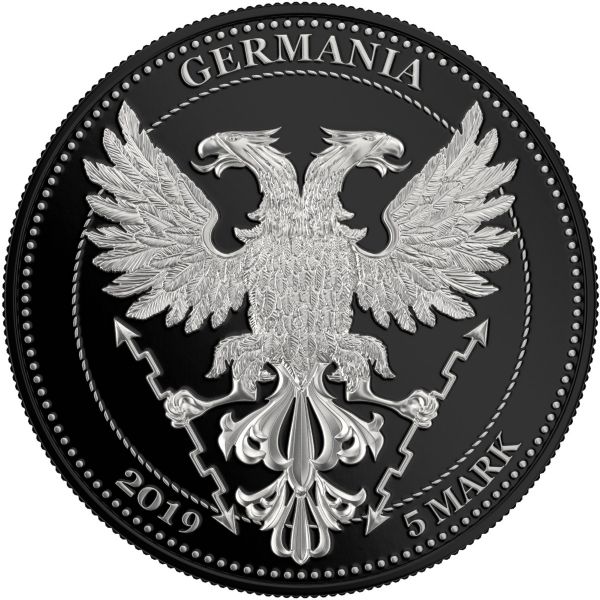 Germania 2019 5 Mark  Bejeweled Oak Leaf Flag 1 Oz 999.9 Fine Proof Silver Coin