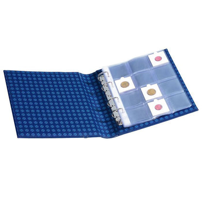 OPTIMA-Classic Album with 10 Clear Pockets for Coin Holders, blue