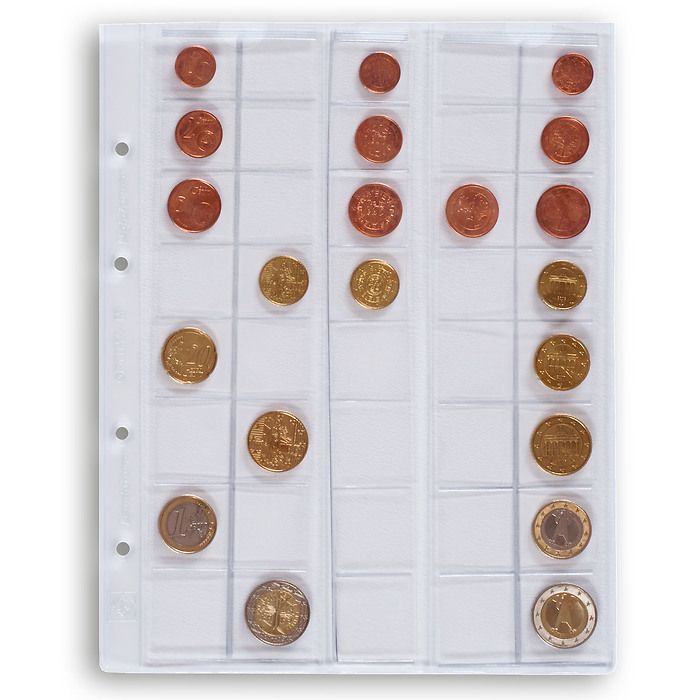 OPTIMA Coin Sheets for EURO Sets up to 26 mm, clear