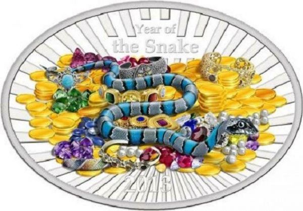 Niue islands 2013 2 lunar year of the snake lucky oval 1oz silver coin