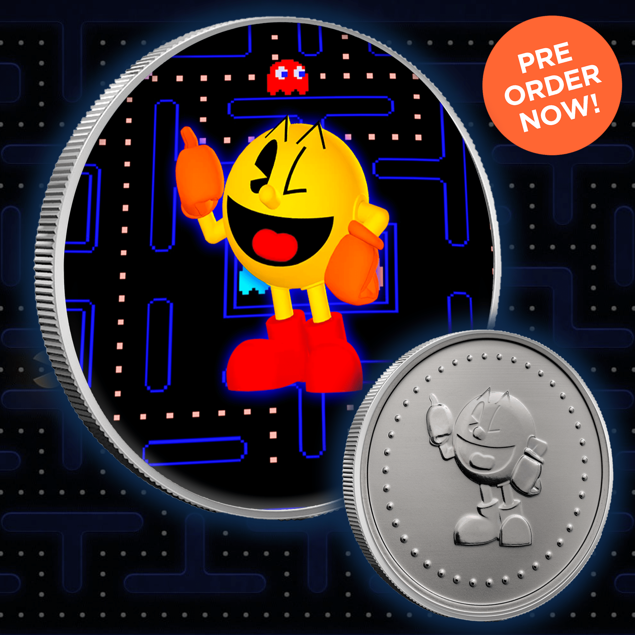 Pac - Man 1oz .999 Silver Game Token Medal Colorized Limited Release Presale - Captain’s Chest Bullion