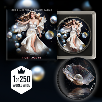 2025 Silver Eagle Pearl Birth Month Series 1oz Colorized .999 Silver Coin