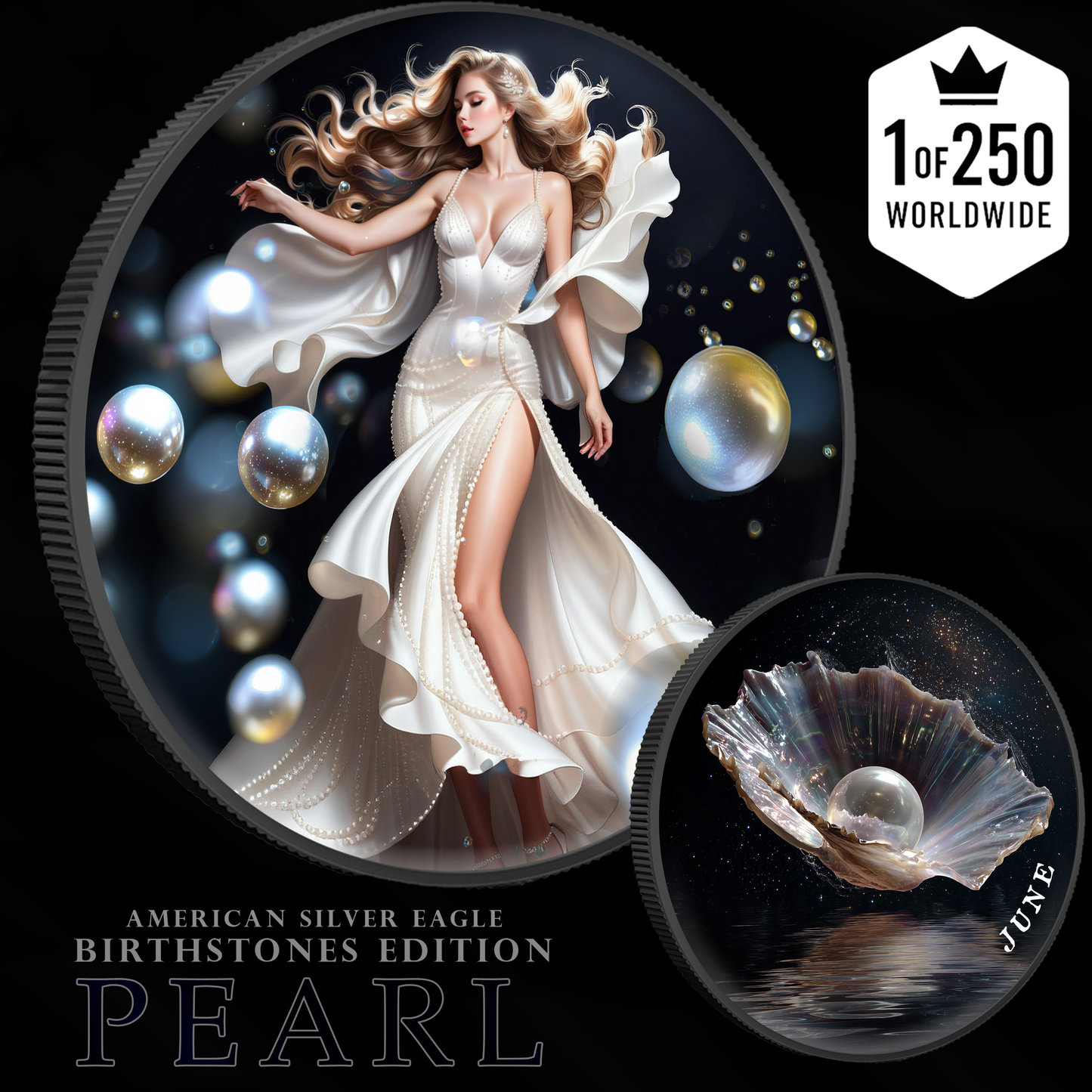2025 Silver Eagle Pearl Birth Month Series 1oz Colorized .999 Silver Coin