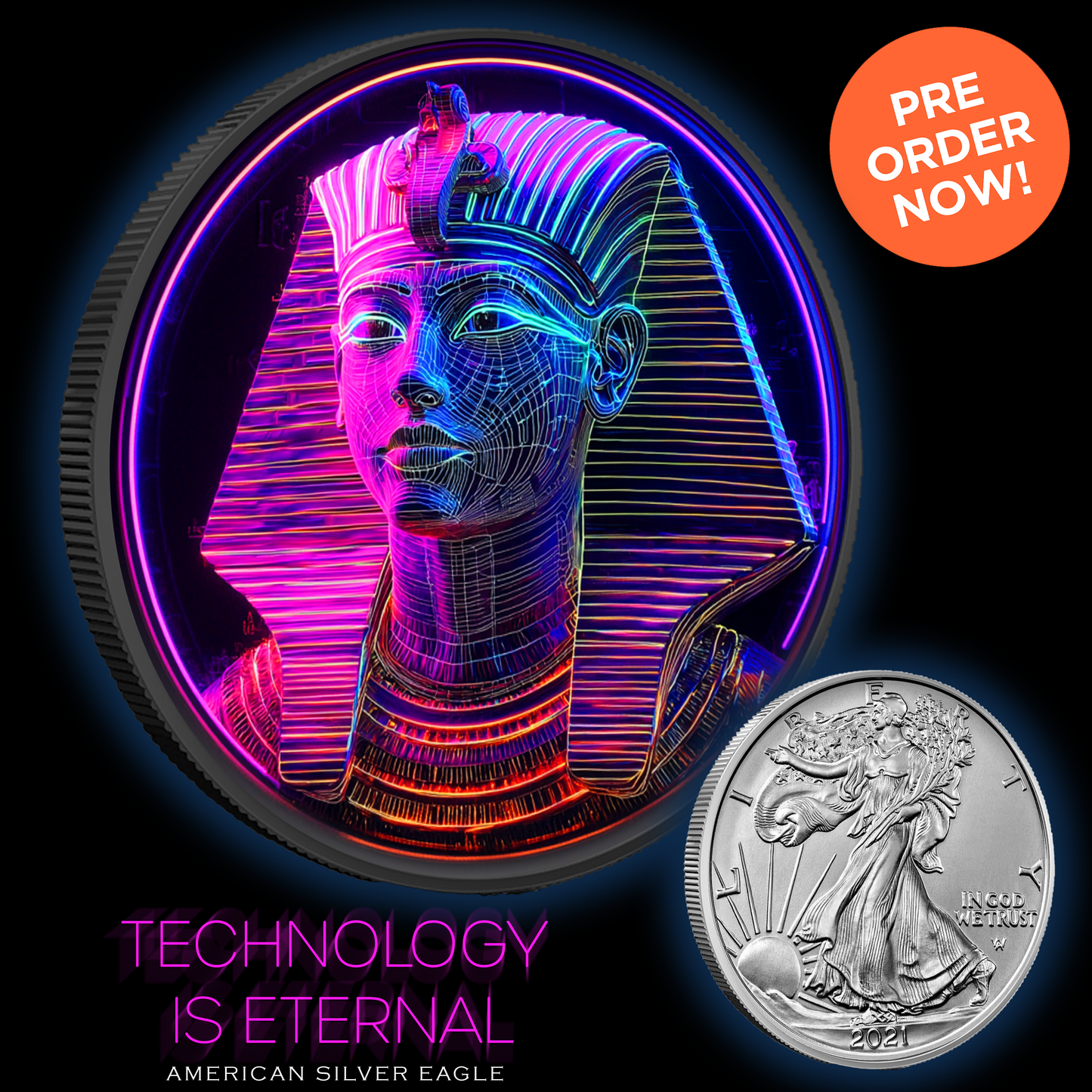 2024 Silver Eagle Colorized Technology is Eternal 1oz .999 Silver Coin