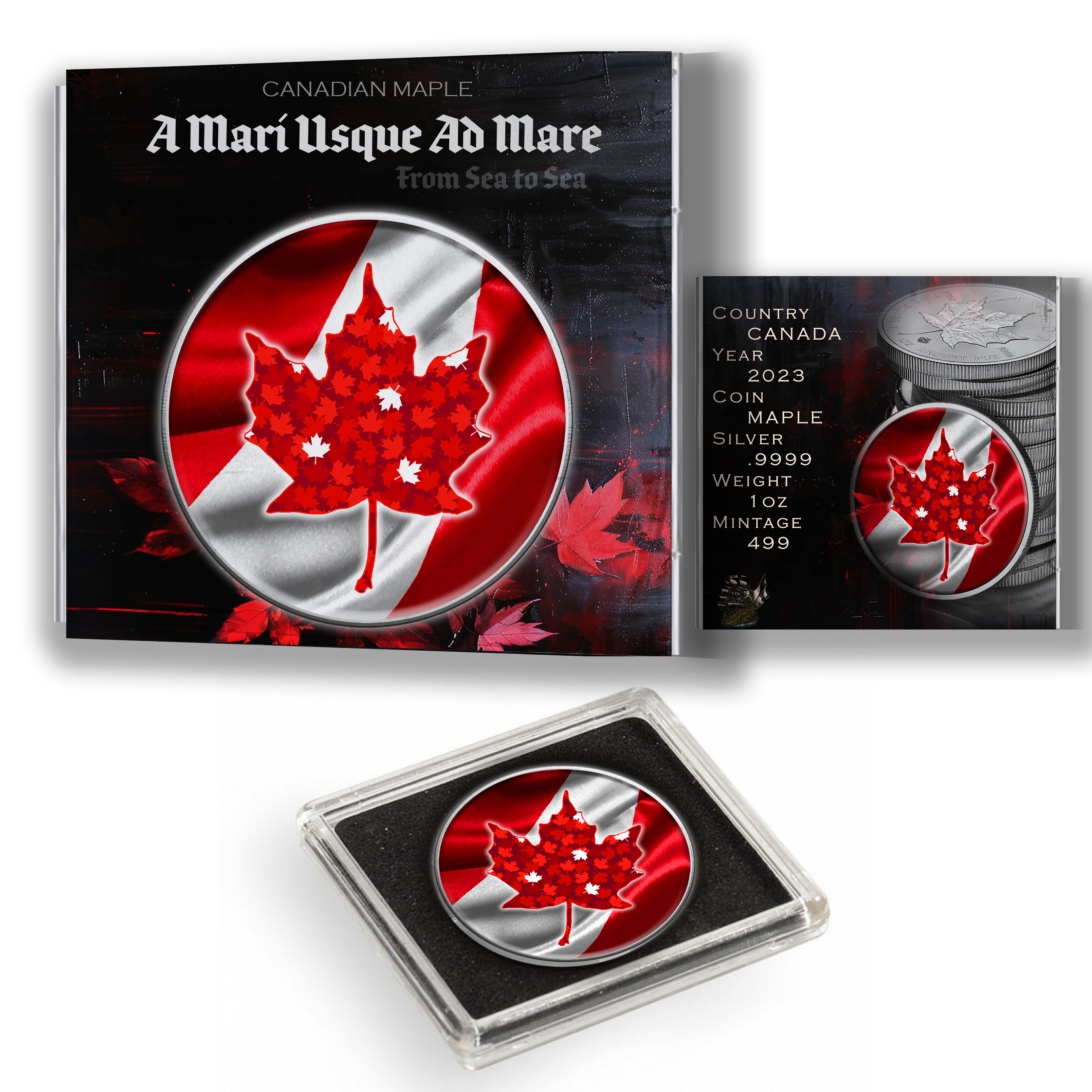 2024 Canada Maple .9999 Argent Pur Colorized Coin with Flag Colors Coin